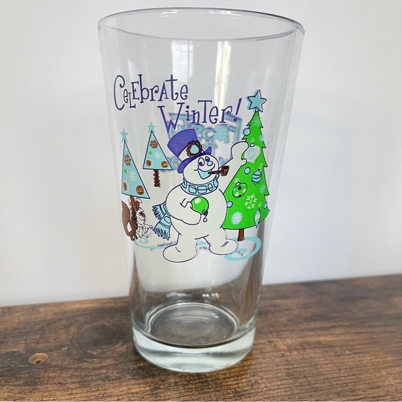 FROSTY THE SNOWMAN 4 Piece Glasses COLLECTOR'S SERIES THICK PINT GLASS SET 16oz - Picture 8 of 10
